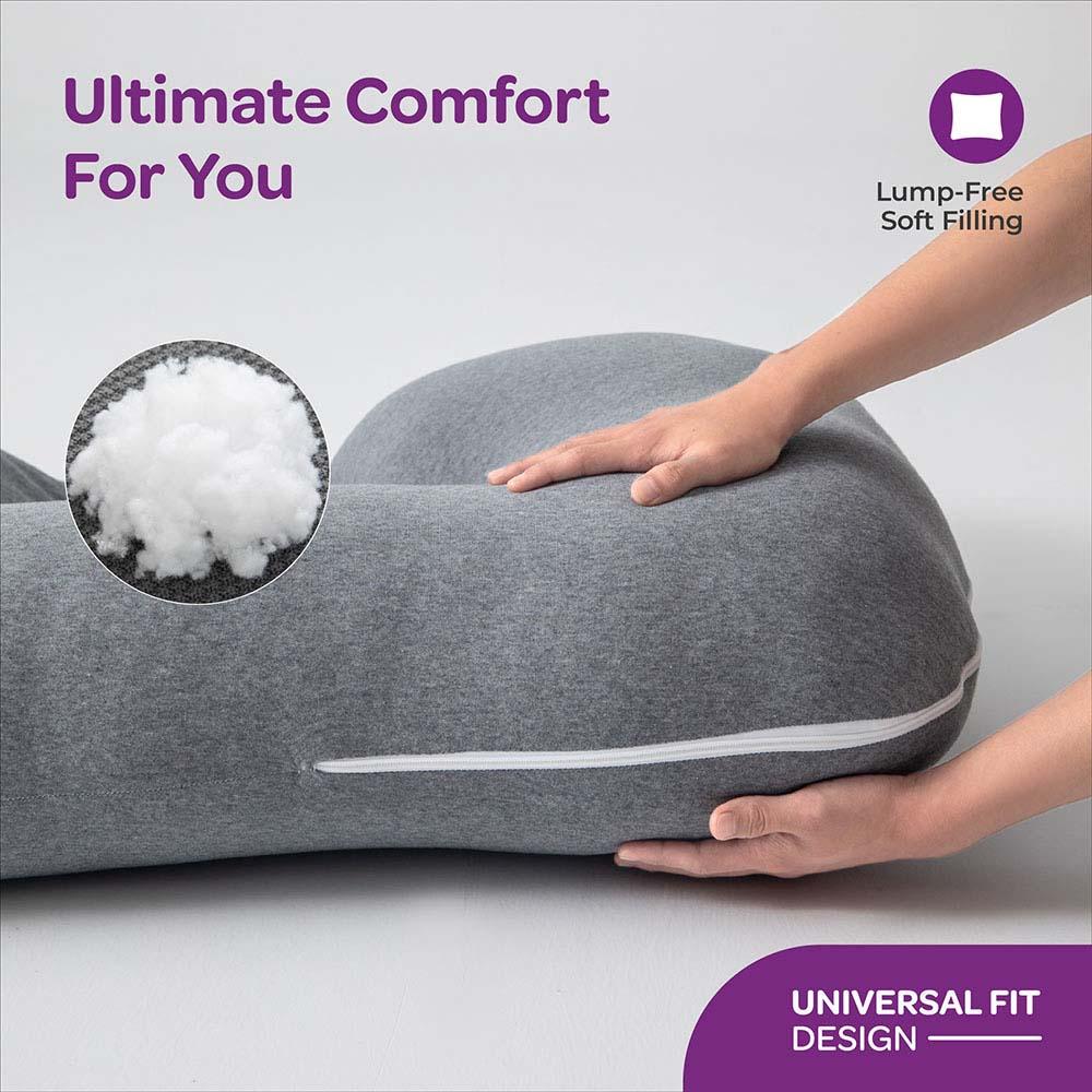 Moon - U Shaped Maternity Pillow w/ Back Support - Grey