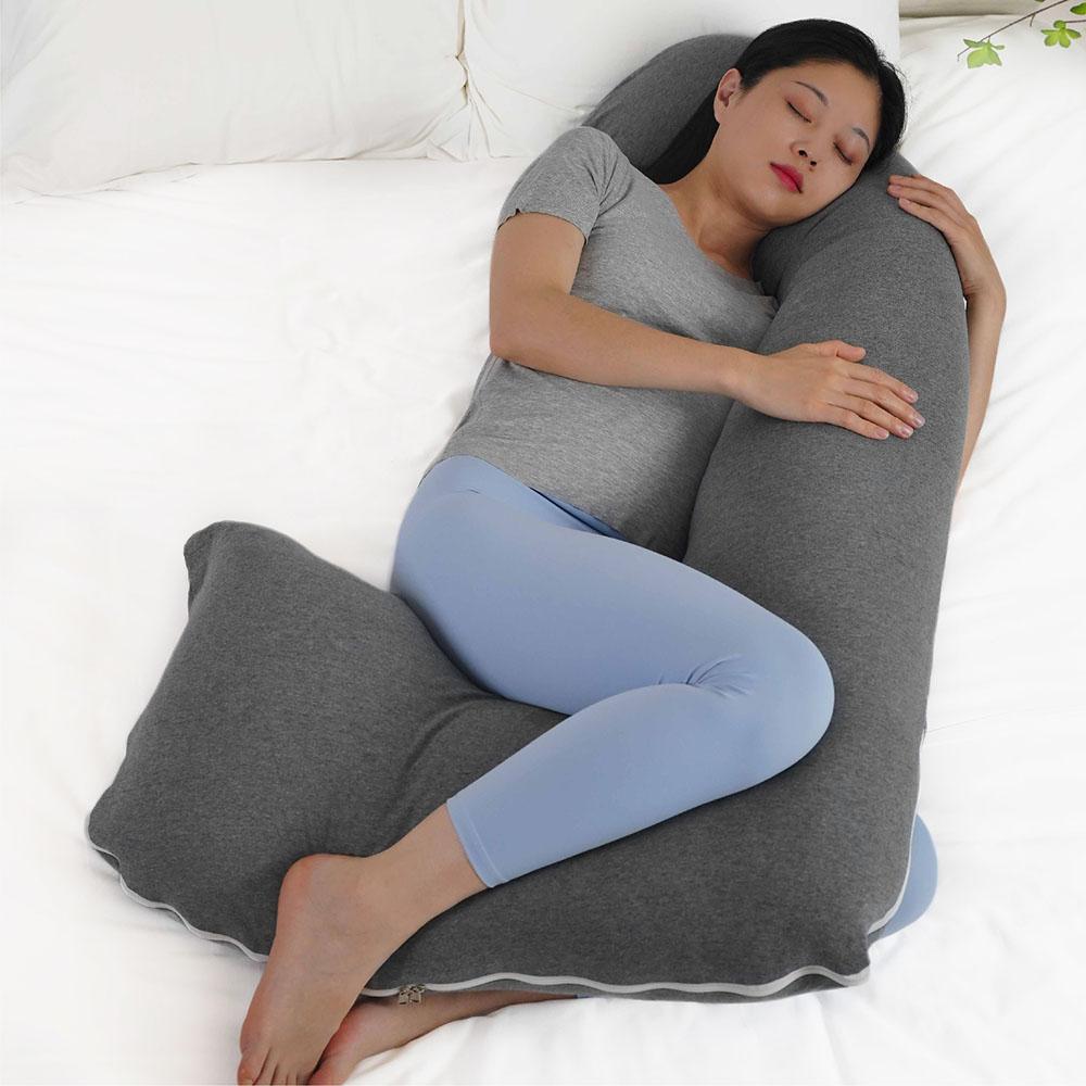 Moon - Organic J Shaped Maternity Pillow - Grey