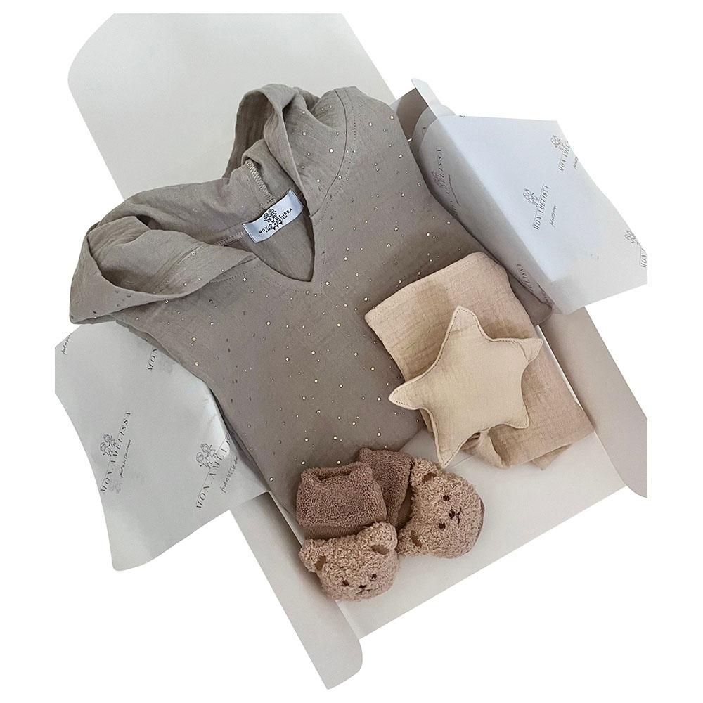 Mon.Amelissa - Personalised Ramadan Hooded Poncho - Grey/Gold