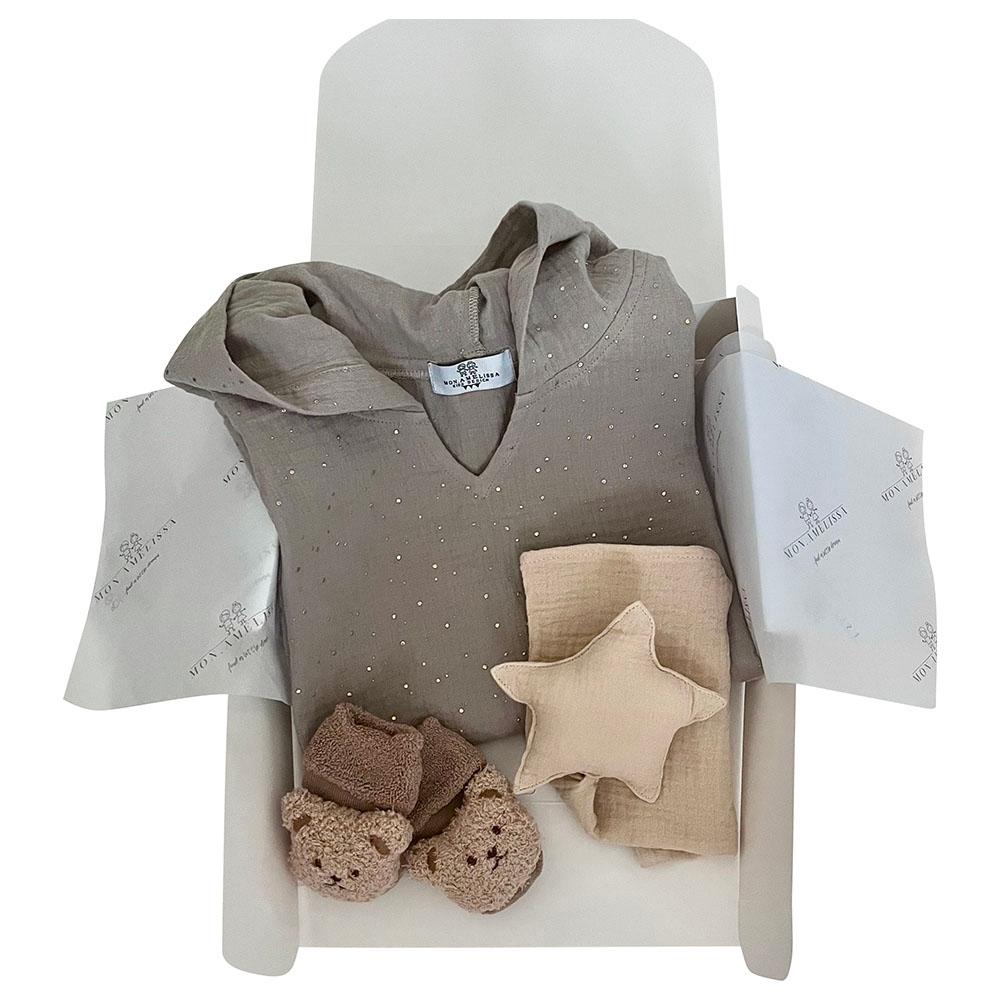 Mon.Amelissa - Personalised Ramadan Hooded Poncho - Grey/Gold