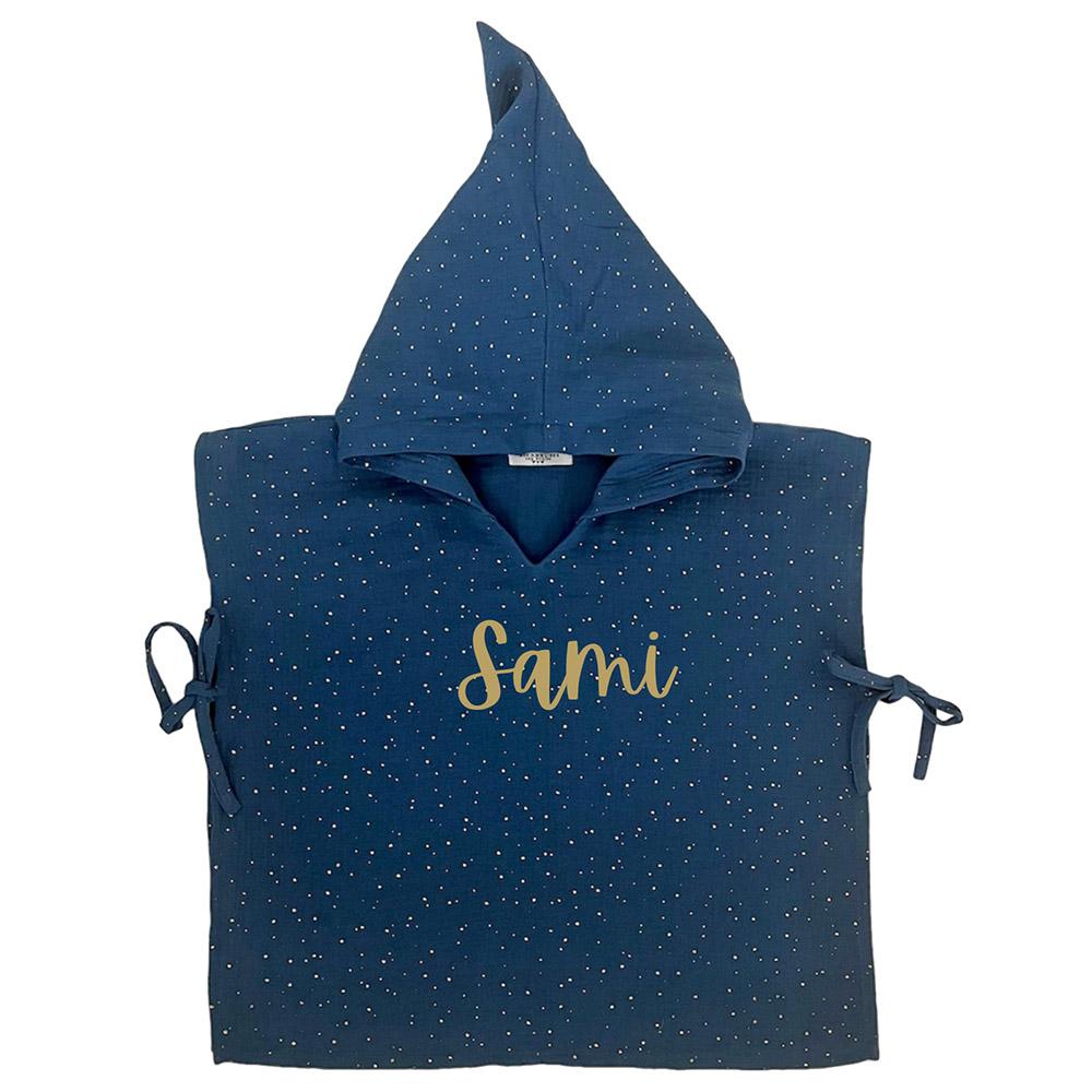 Mon.Amelissa - Personalised Arabic Ramadan Hooded Poncho - Midnight Blue/Gold