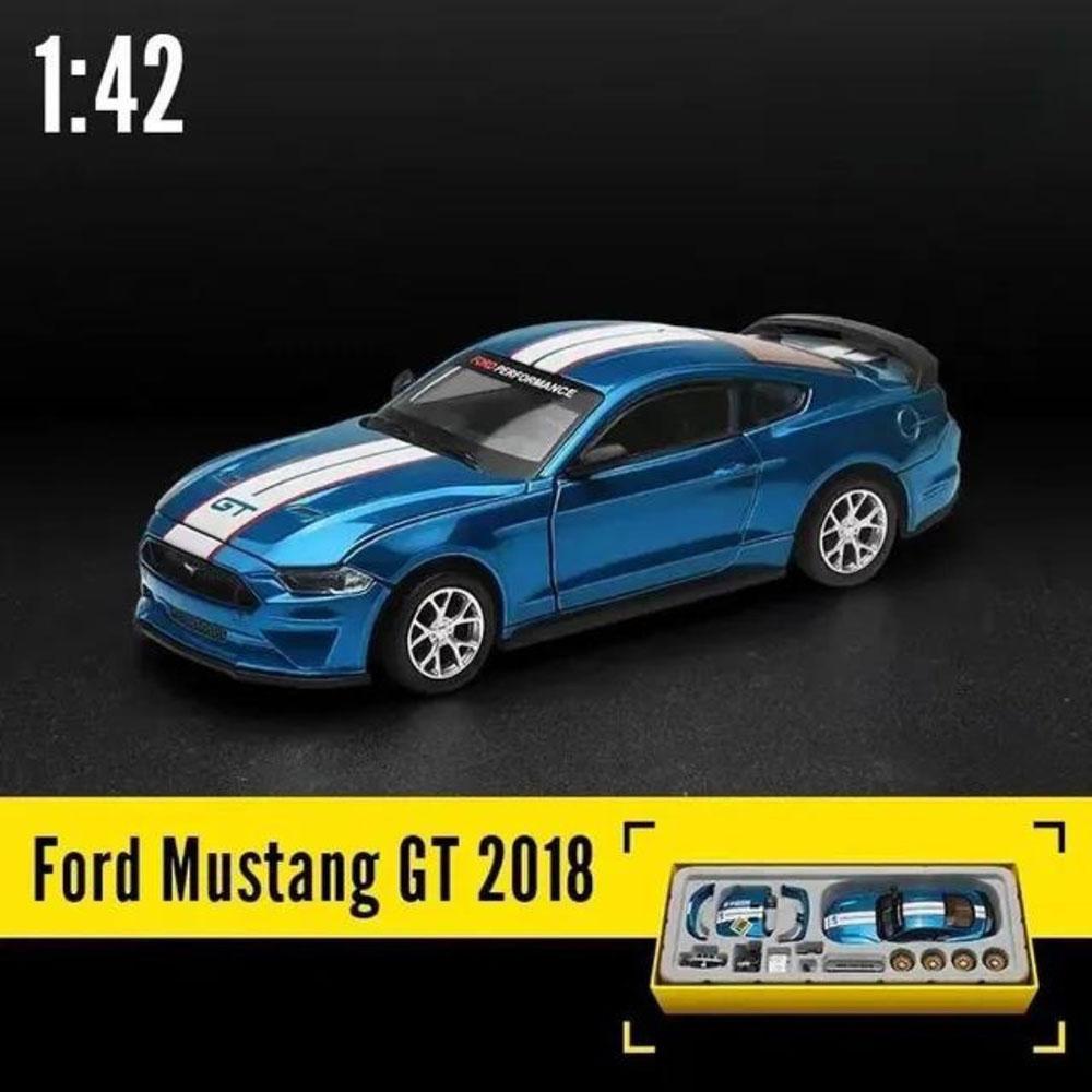 Msz - 1/42 Ford Mustang Gt Diy Car Die-Cast Replica - Blue