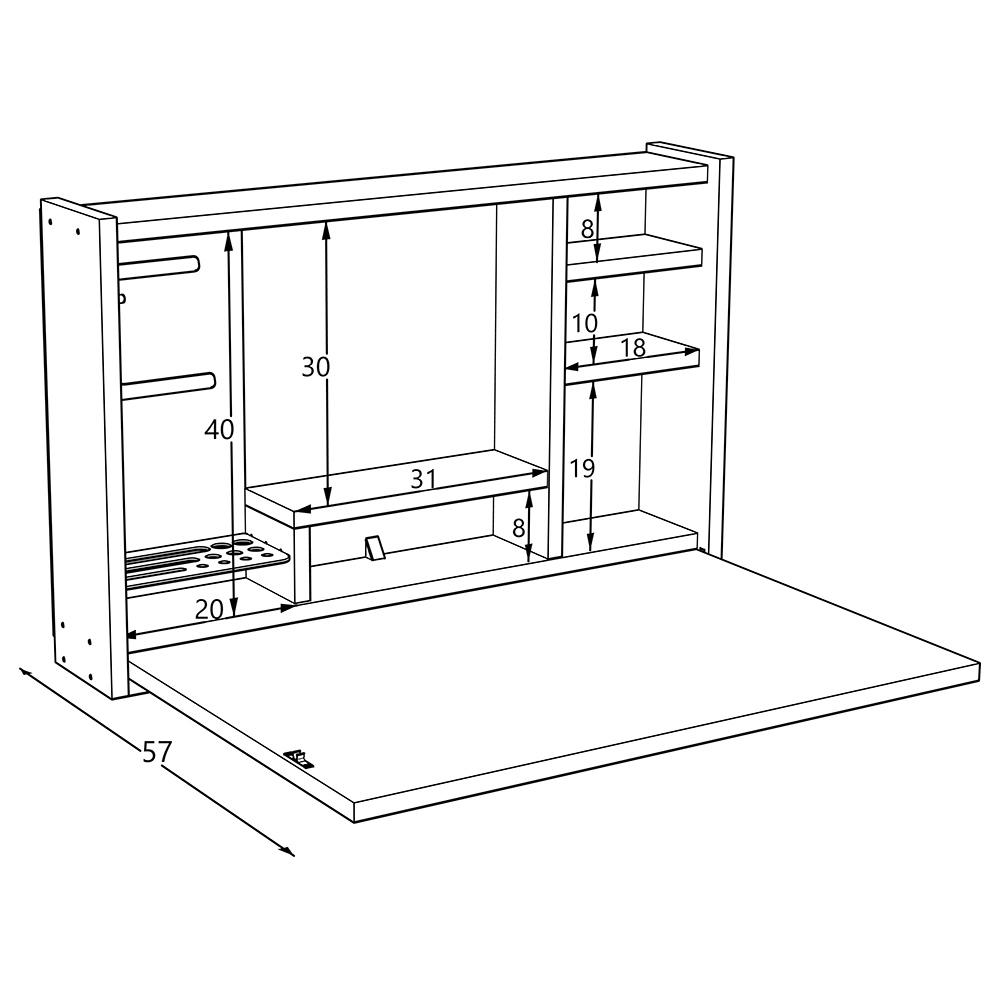 Home Canvas - Mingitav Leeta Folding Wall Mount Dressing Table - White