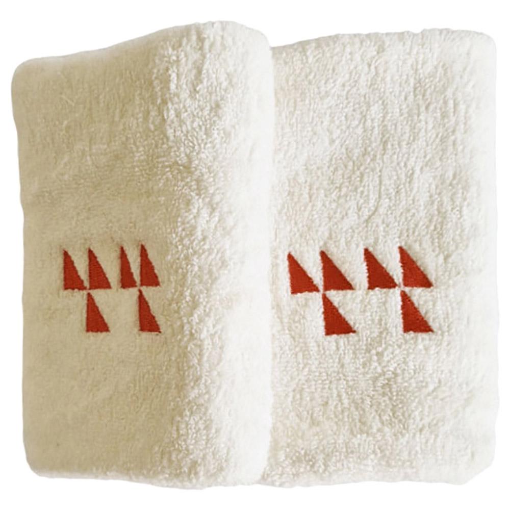 Aiida - Trillium Egyptian Guest Towel Set - White/Orange - Pack of 2