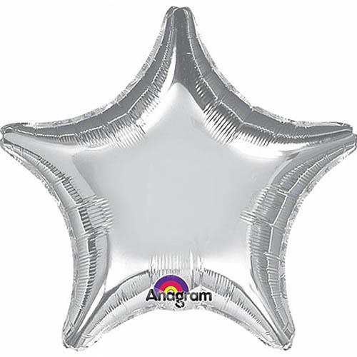 Metallic Silver Jumbo Star Foil Balloon 32in