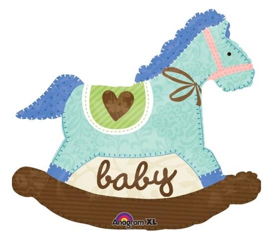 Baby Blue Rocking Horse Foil Balloon