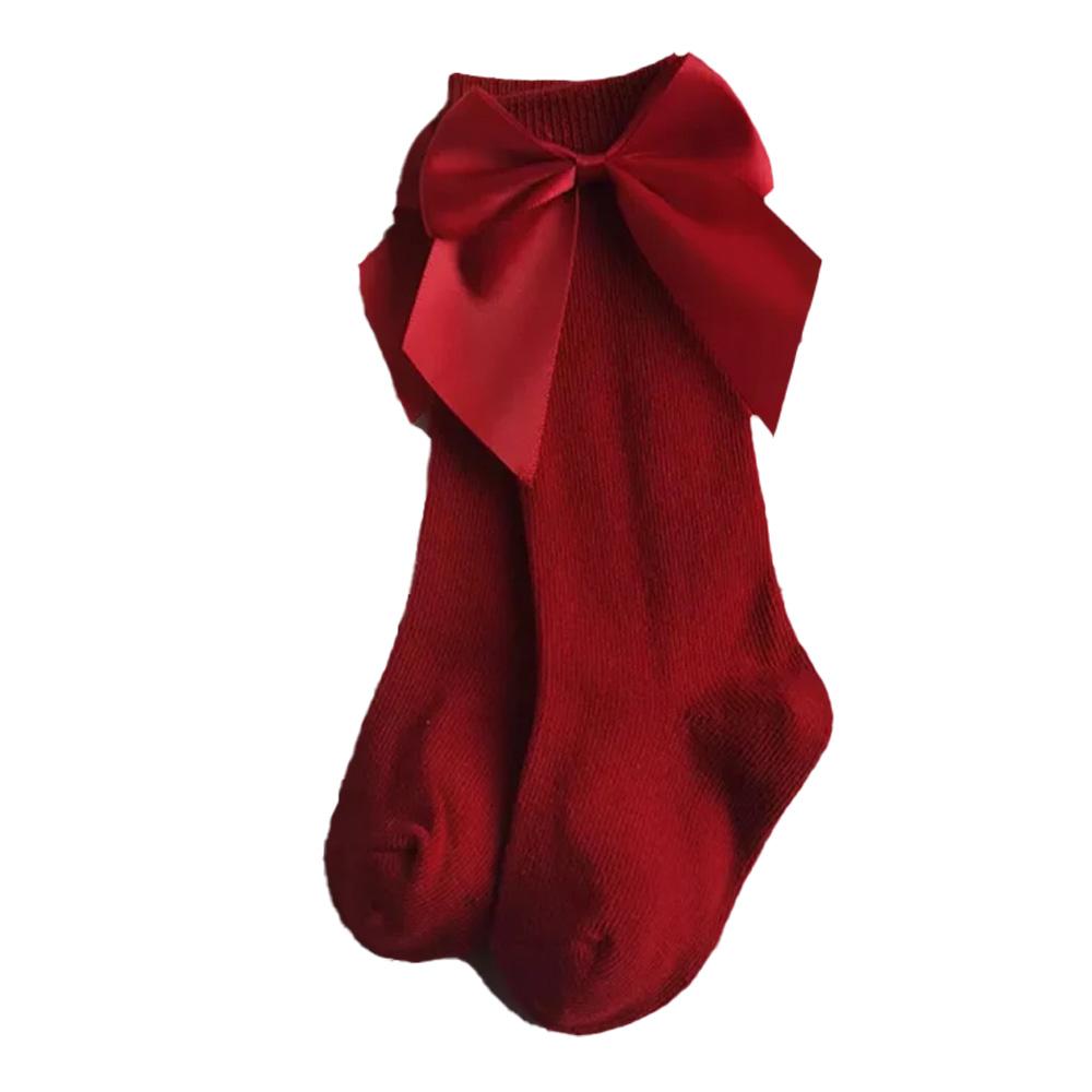 Maxims - Velvet Bow Socks - Red