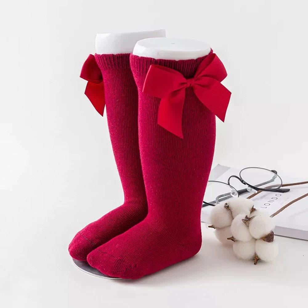 Maxims - Velvet Bow Socks - Red