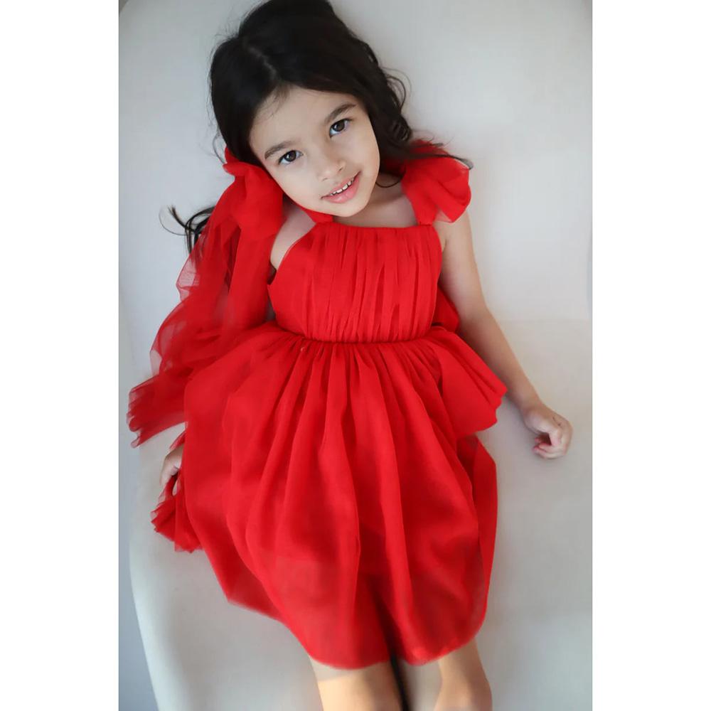 Maxims - Christmas Princess Tuelle Dress/Onesie - Red