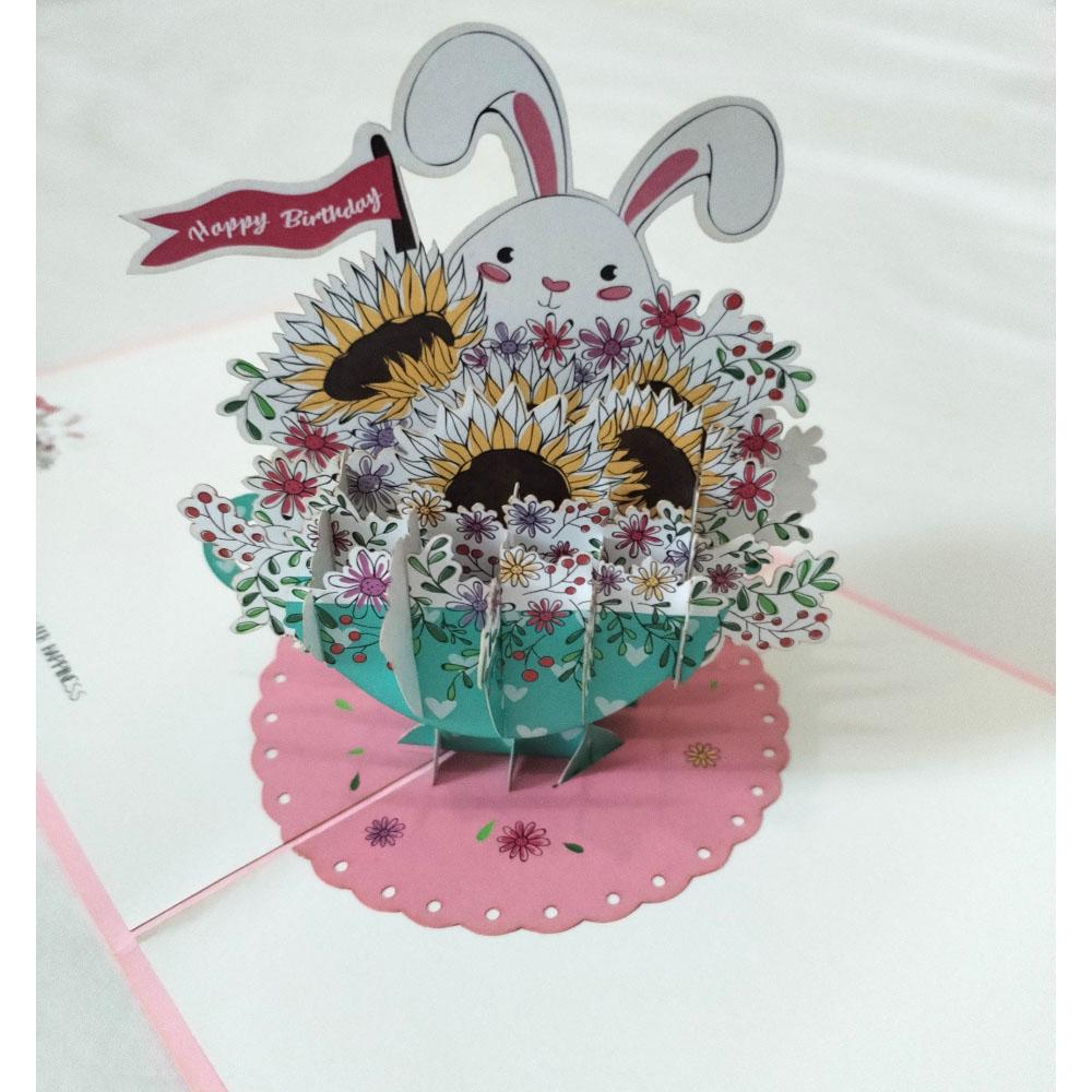 Paper Color - Flower Bouquet Pop Up Birthday Greeting Card