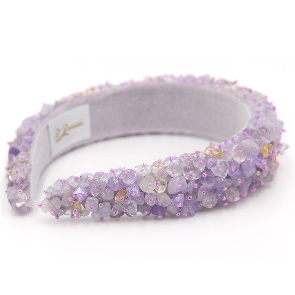 D' Daniela - Girls Hand Made Monalisa Headband - Purple Stones