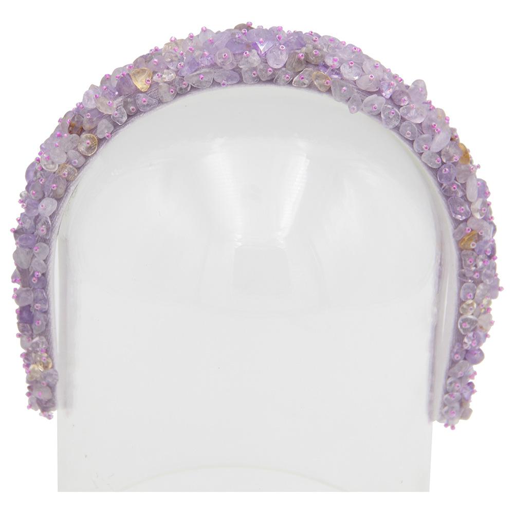 D' Daniela - Girls Hand Made Monalisa Headband - Purple Stones