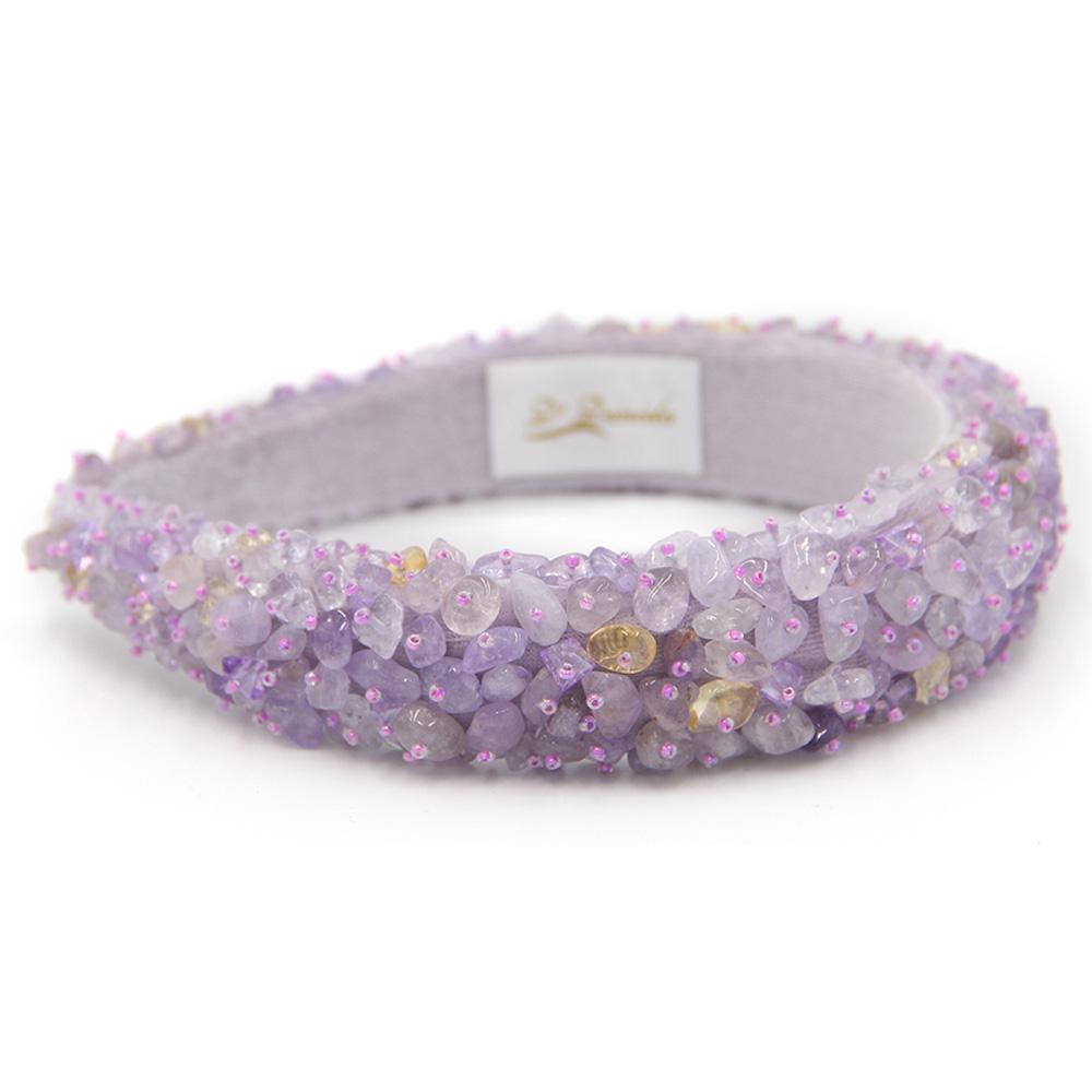 D' Daniela - Girls Hand Made Monalisa Headband - Purple Stones