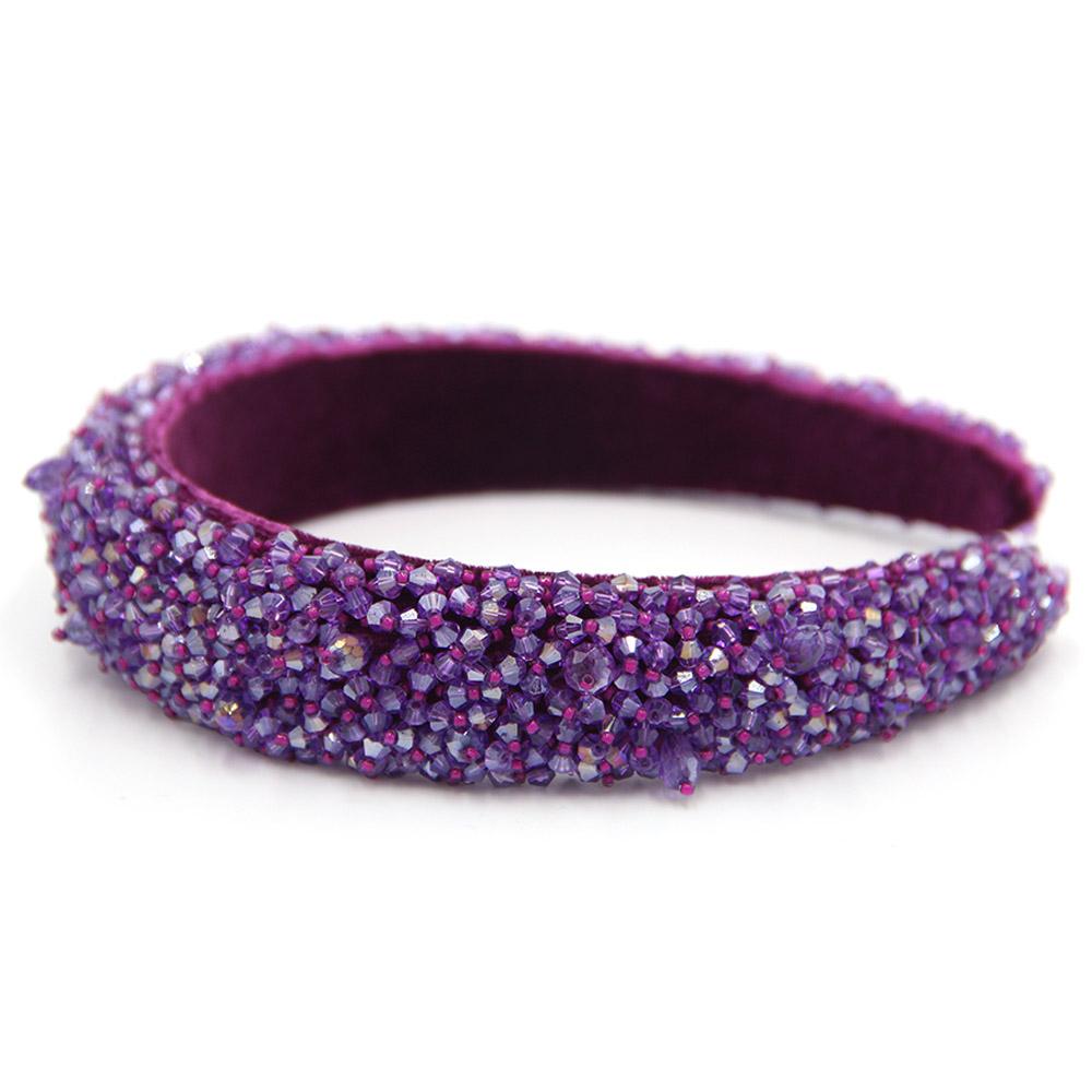 D' Daniela - Girls Hand Made Monalisa Headband - Violet Stones