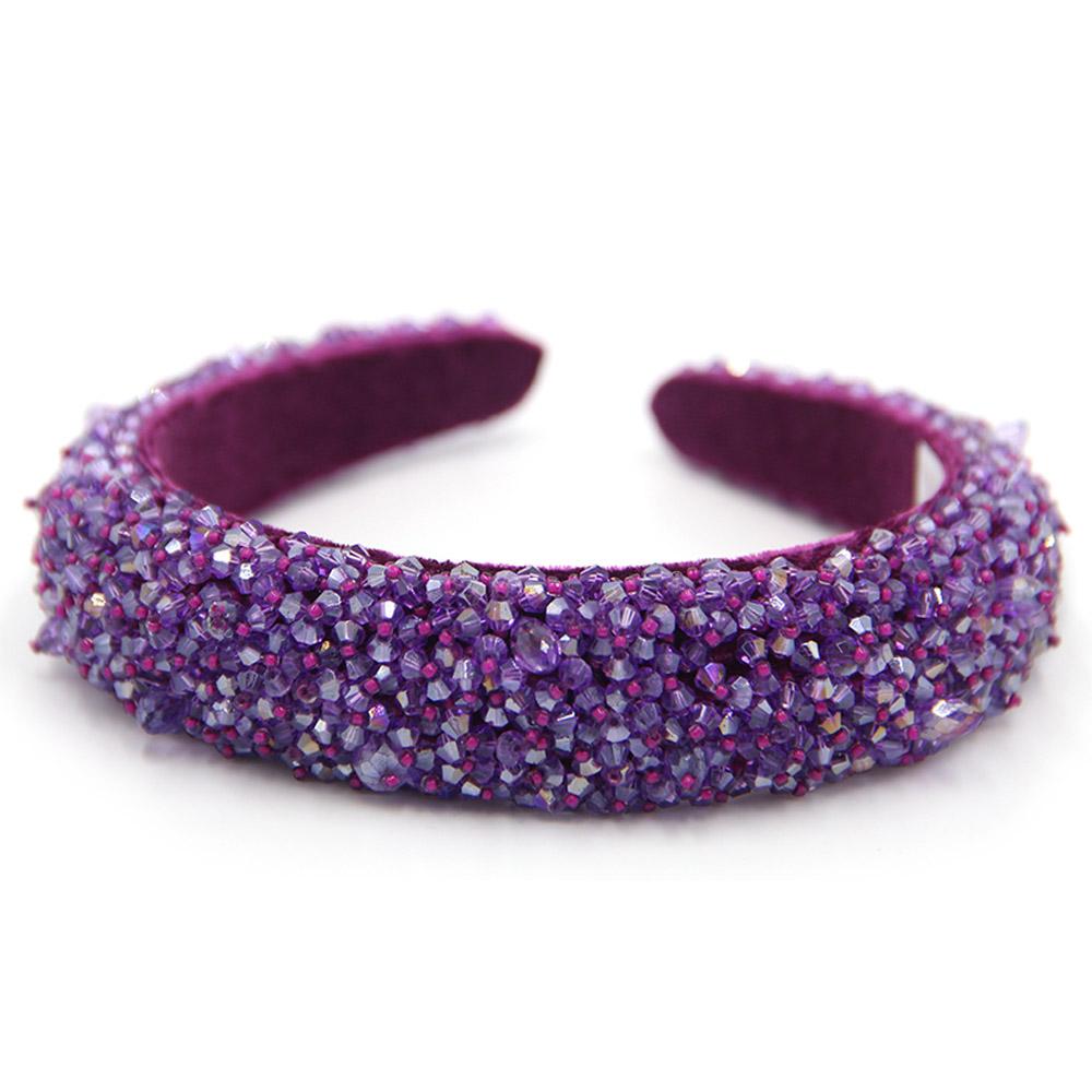 D' Daniela - Girls Hand Made Monalisa Headband - Violet Stones