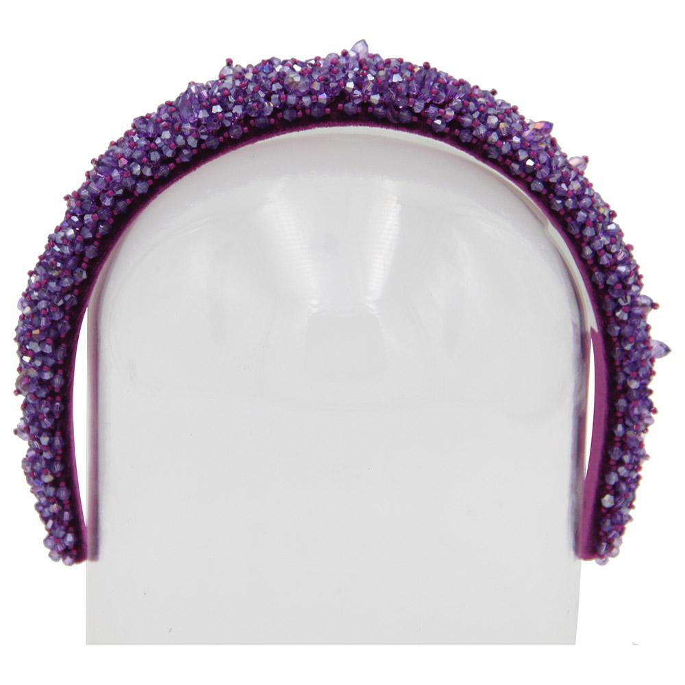 D' Daniela - Girls Hand Made Monalisa Headband - Violet Stones