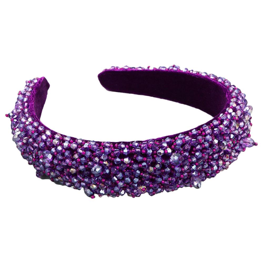 D' Daniela - Girls Hand Made Monalisa Headband - Violet Stones