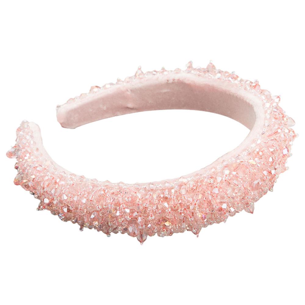 D' Daniela - Girls Monalisa Headband - Baby Pink Stones