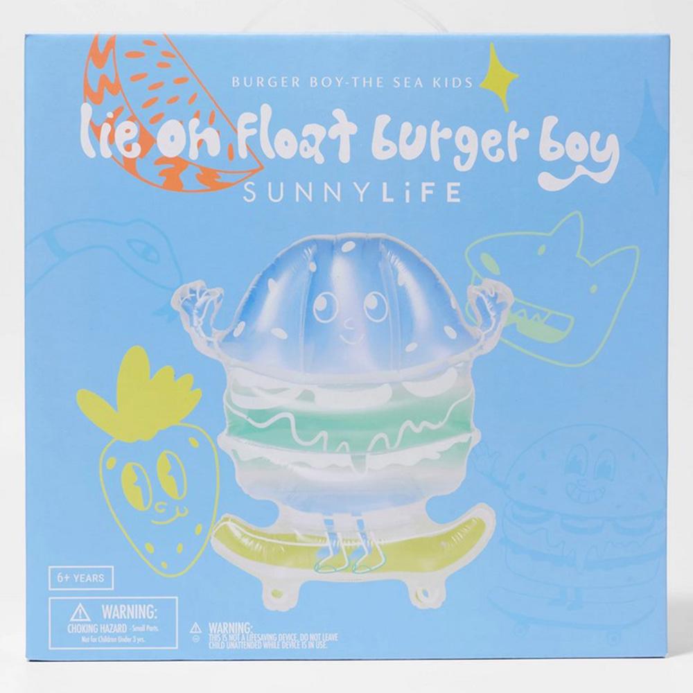 Sunnylife - Burger Boy The Sea Kids Lie-On Float - Blue-Lime