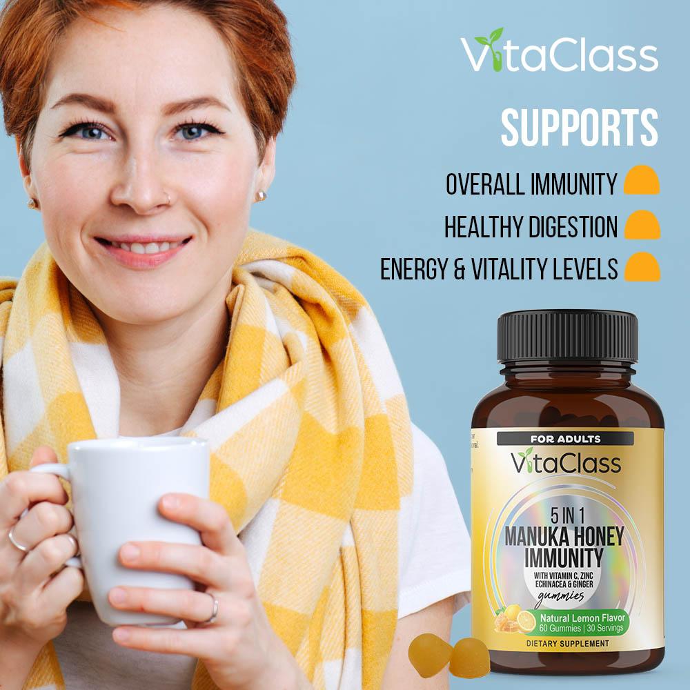 Vitaclass - 5-in-1 Manuka Honey Immunity Gummies For Adults - 60's