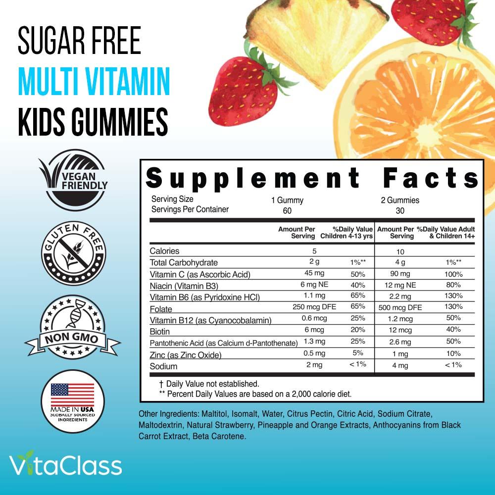 Vitaclass - Sugar Free Multivitamin Gummies For Children - 60's