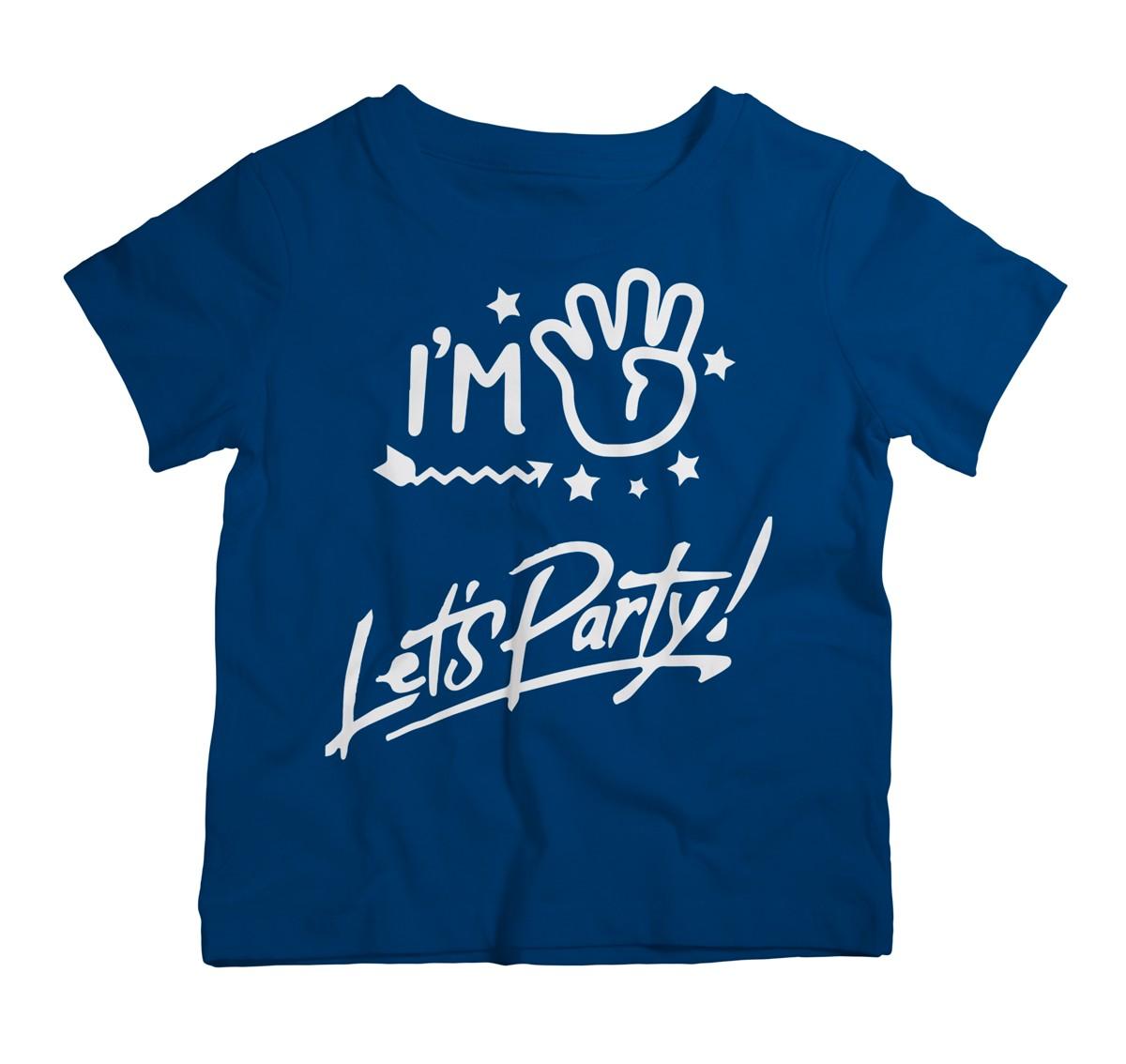 Twinkle Hands-Birthday TShirt I am Four Lets Party-Navy Blue