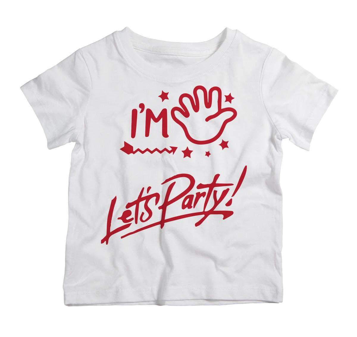 Twinkle Hands - Birthday T-Shirt I am Five Lets Party-White