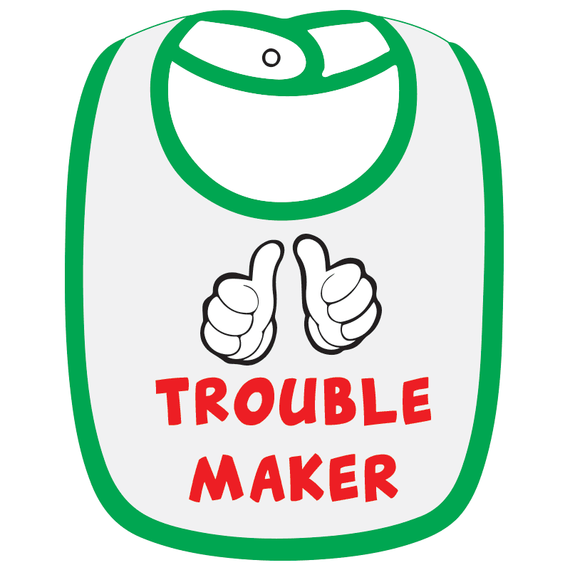 Twinkle Hands Trouble Maker Baby Bib, White/Green