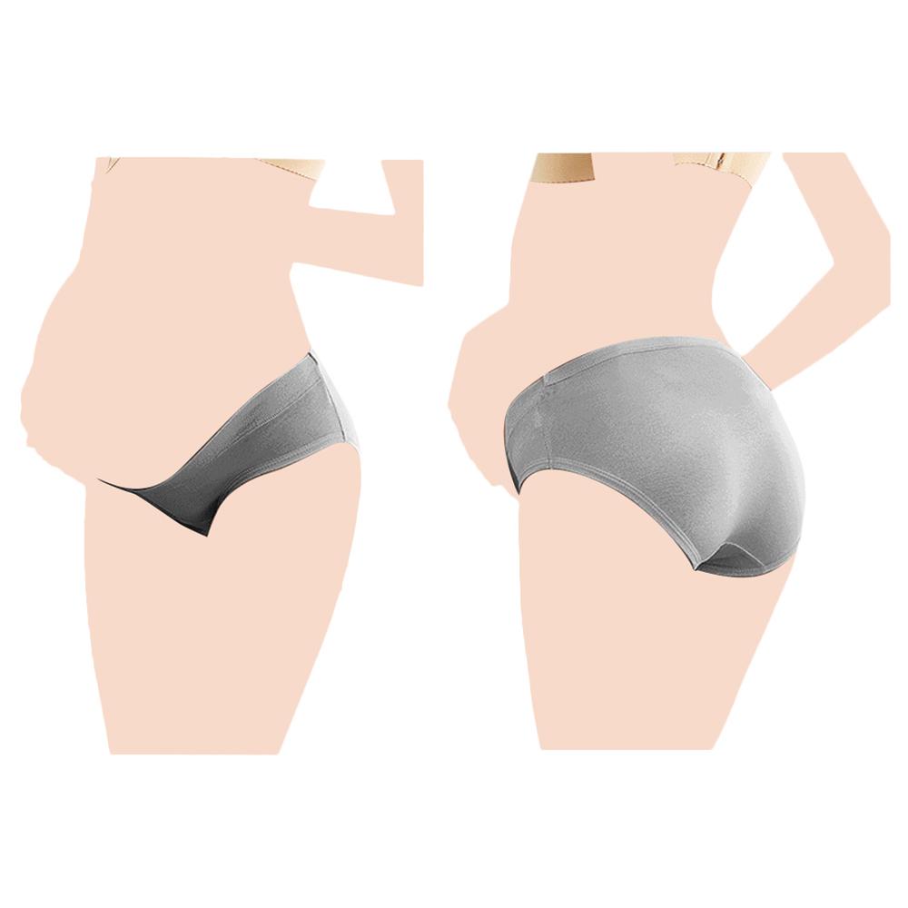 Blooming Blossom - Low Waist Cotton Seamless Maternity Briefs - Grey (Exclusive)