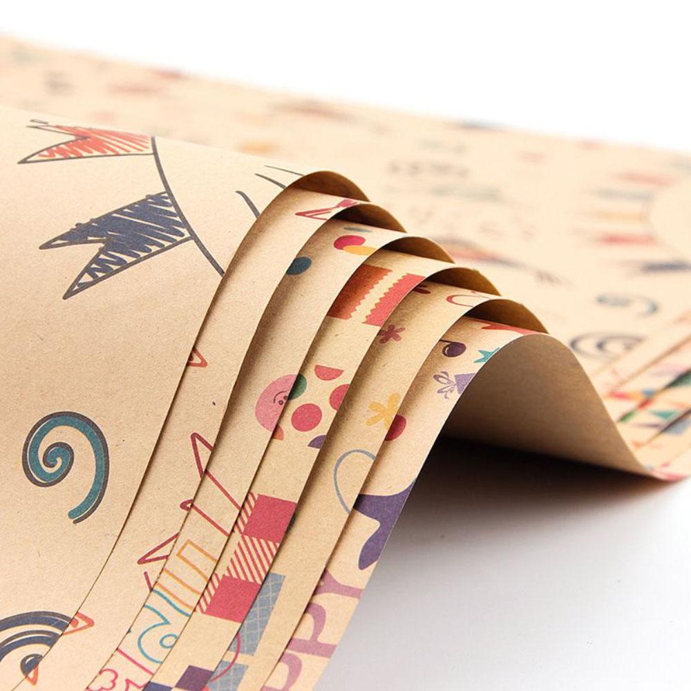 Long Sun - Happy Birthday w/ Bird Printed Kraft Wrapping Paper - 6pcs