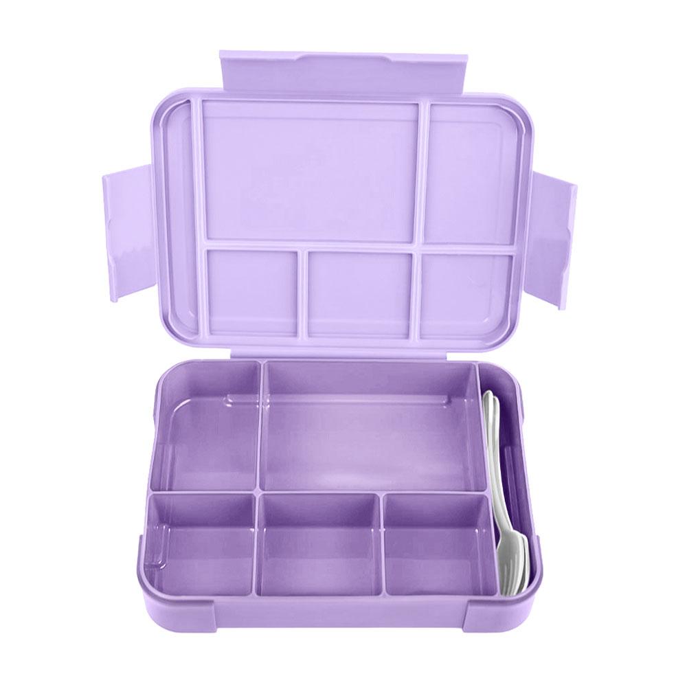 Mumfactory - 5 Compartment Lunch Box With Fork And Spoon - Purple