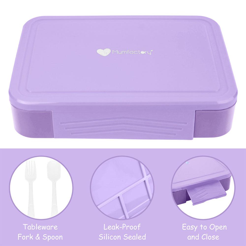 Mumfactory - 5 Compartment Lunch Box With Fork And Spoon - Purple