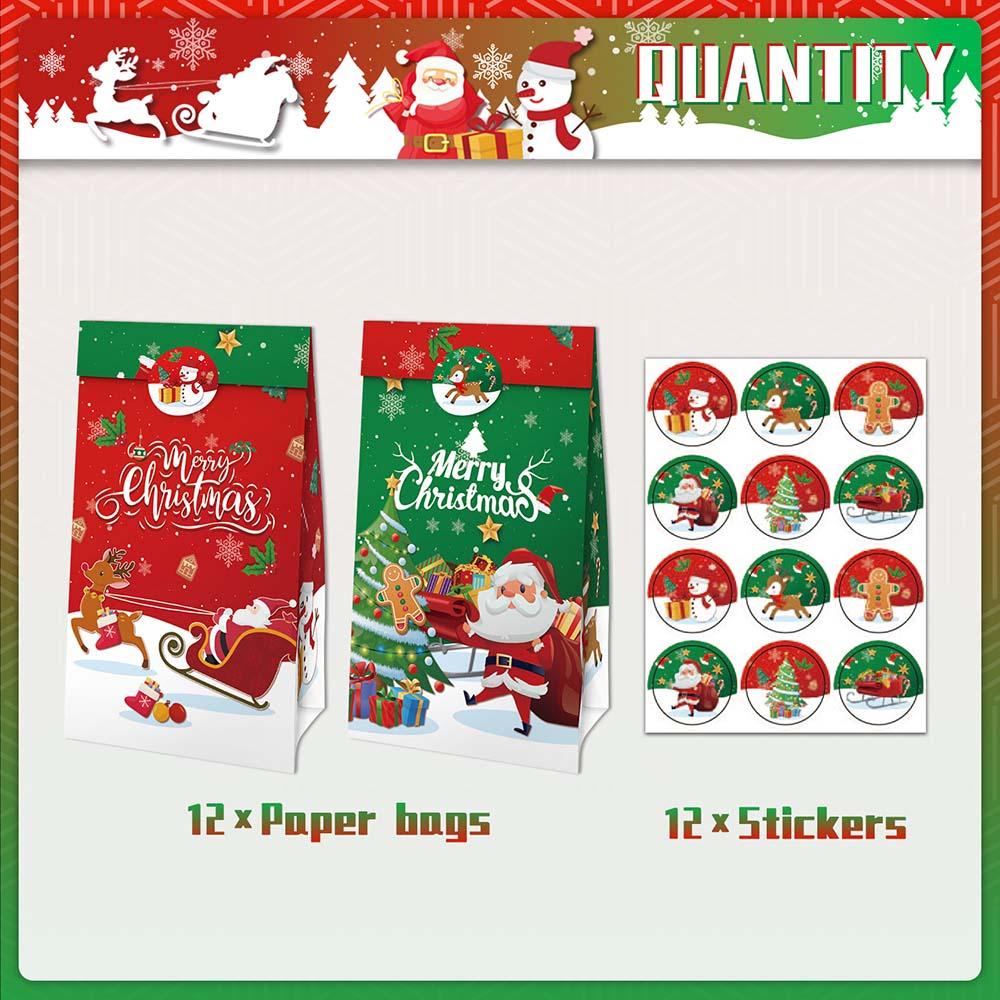 Highland - Christmas Gift Bags With Sealing Stickers - 12pcs