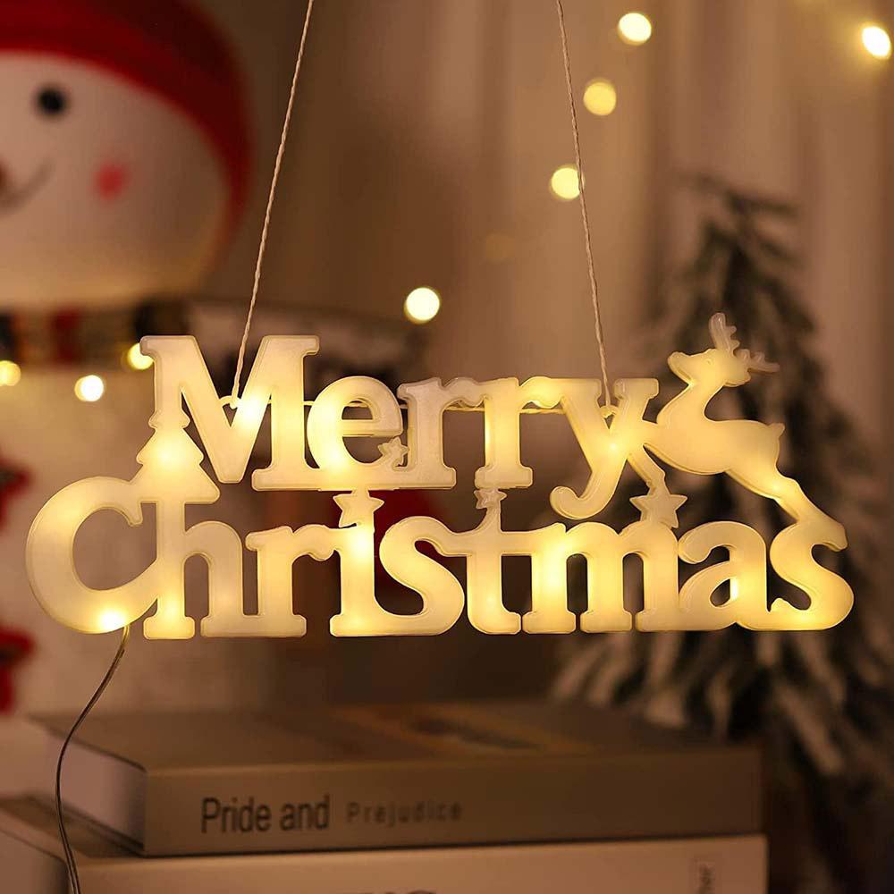 Highland - Merry Christmas Hanging LED Light Sign - White