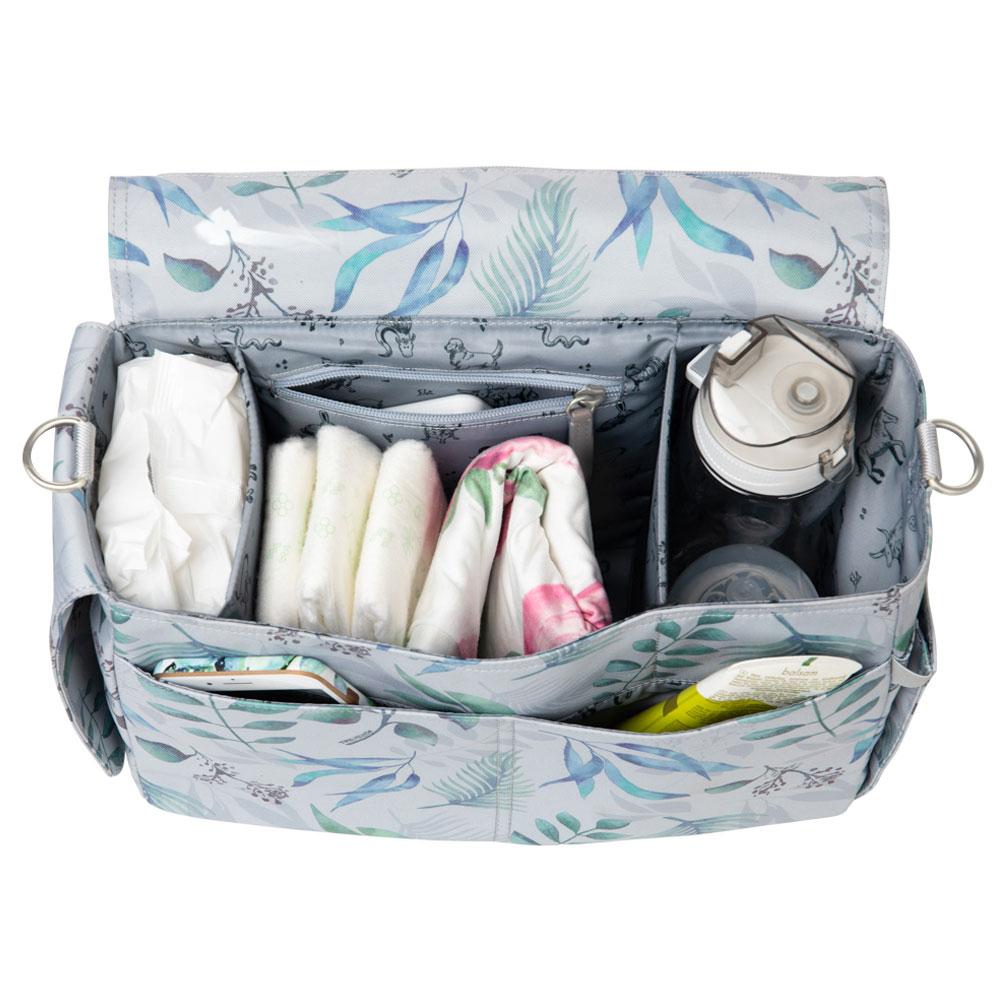 TWELVElittle - Stroller Diaper Bag Caddy With Free Stroller Clips And Changing Mat Leaf