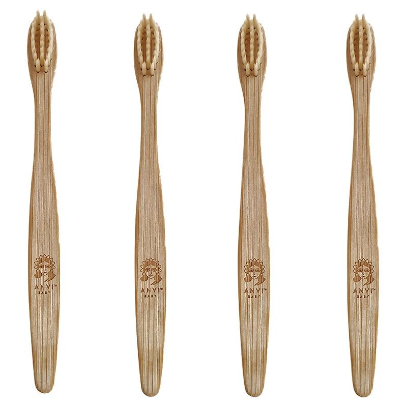 Anvi Baby - 100% Biodegradable Bamboo Toothbrush Pack of 4