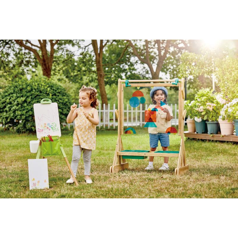 Hape - Portable Bamboo Easel With Accessories - 14pcs