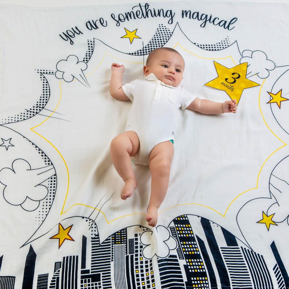 Little West Street - Superhero Milestone Organic Swaddle