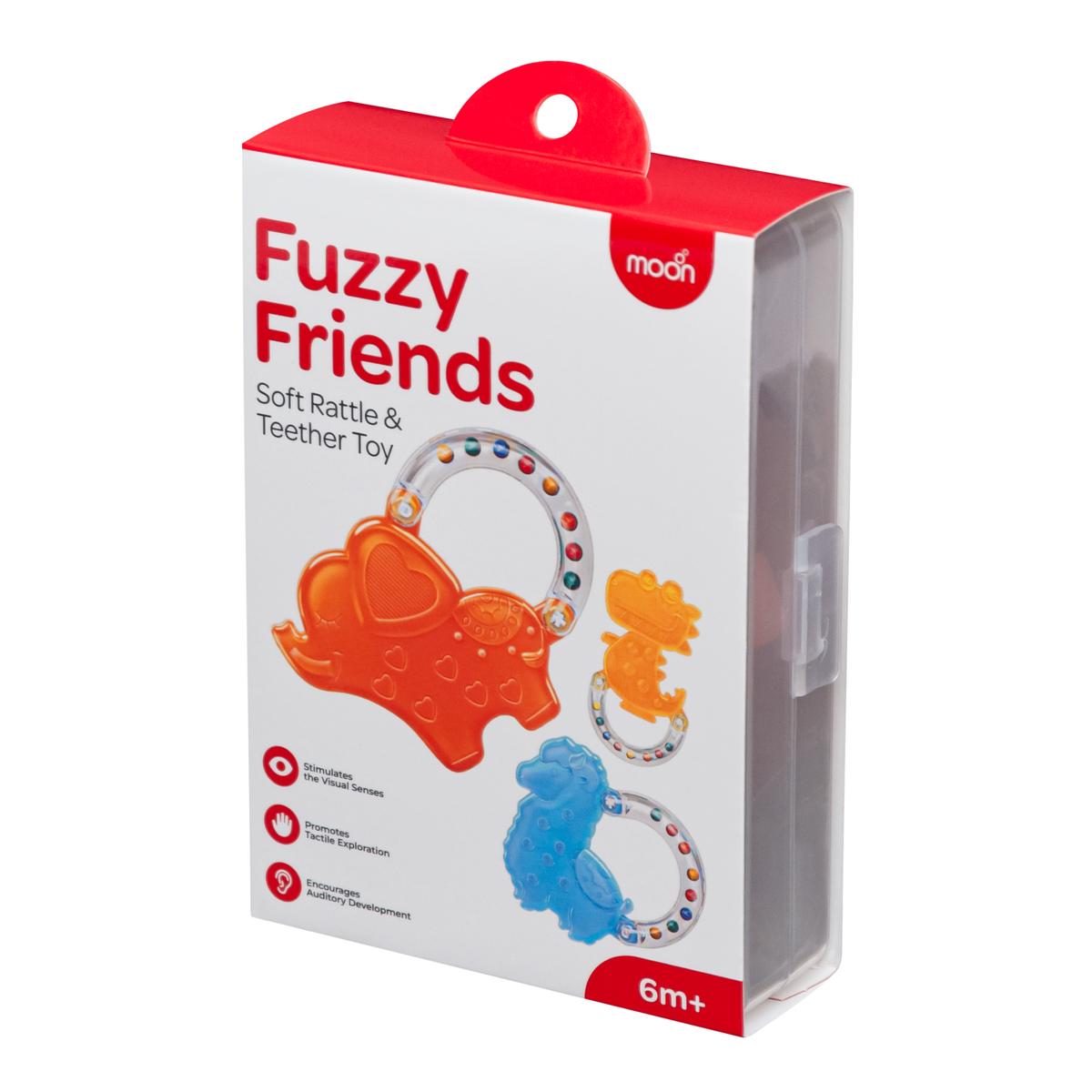 Moon - Fuzzy Friends Soft Rattle & Teether Toy - Dino