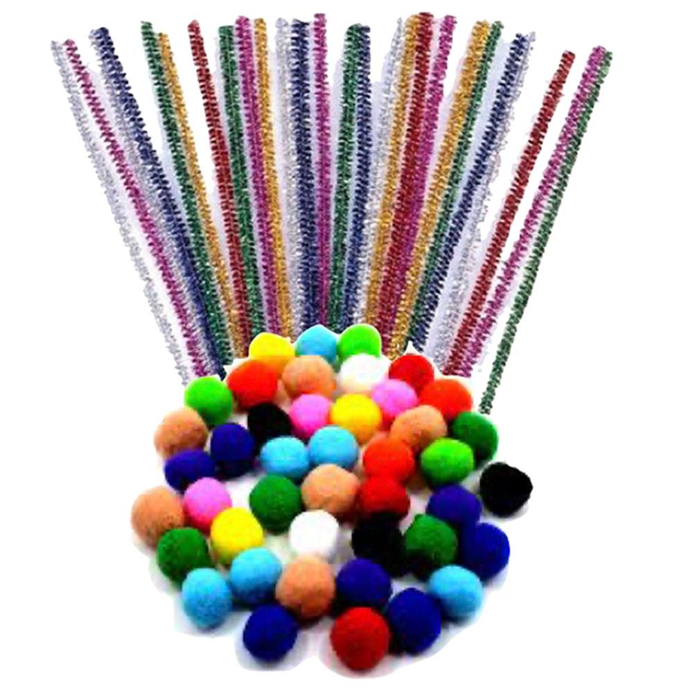 Mindset - Pompom & Pipe Cleaner Plush Sticks - Assorted