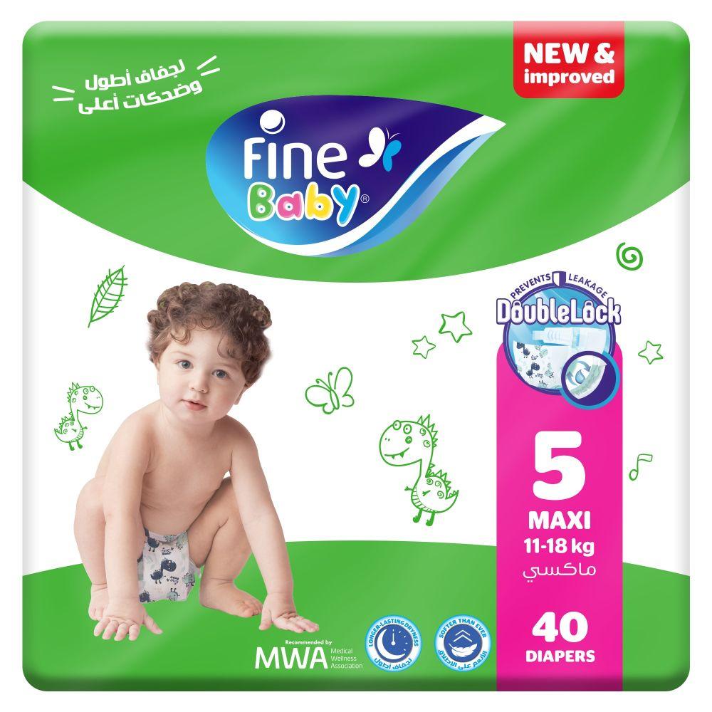 Fine Baby - Baby Diapers 11-18kg Size 5 - Maxi - 40pcs