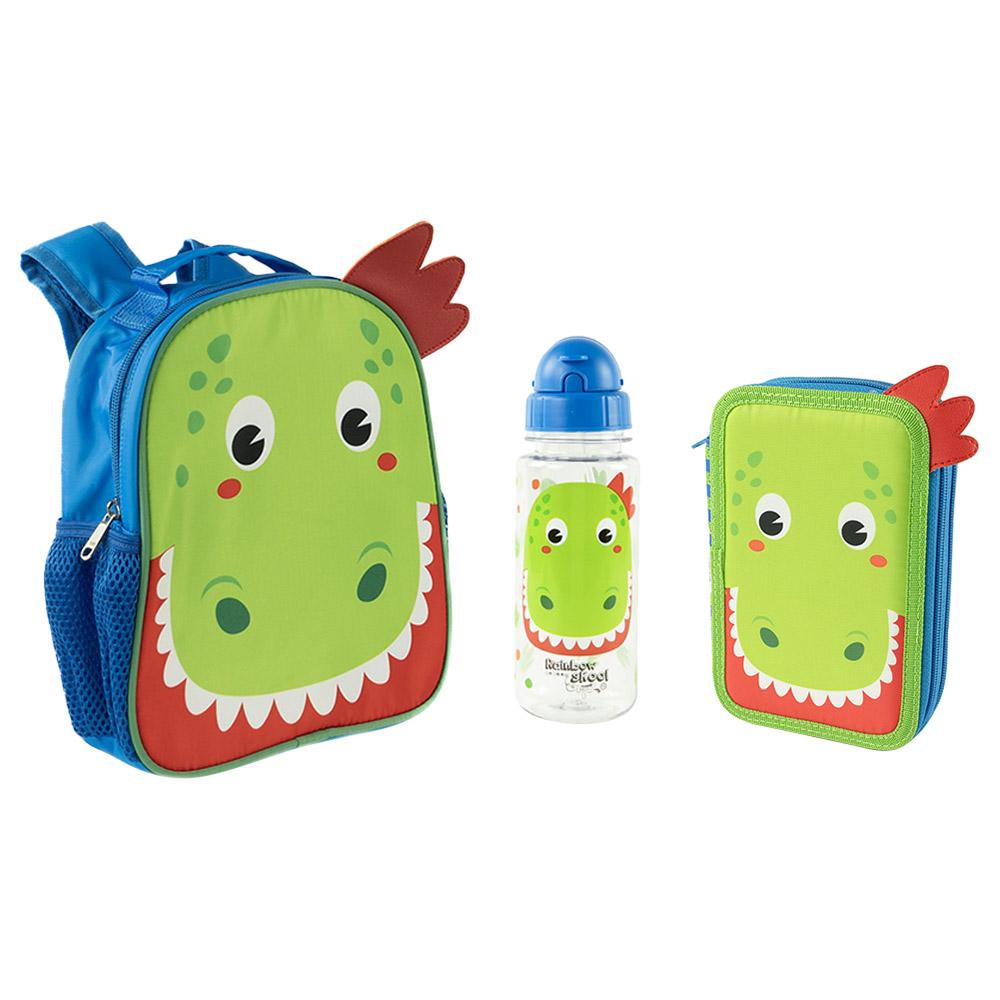 Rainbow Skool - Dino Set of 4 - Toddler - Backpack, Stationary Bag, Lunchbox & Tritan Water Bottle