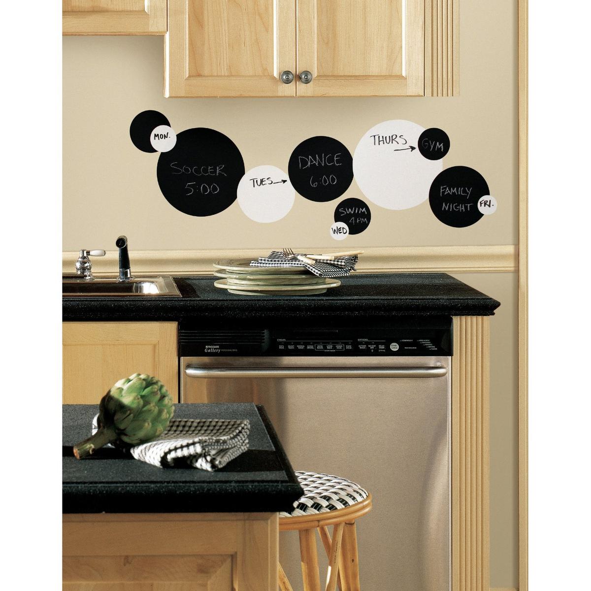 RoomMates Black and White Chalkboard Dots Peel & Stick Wall Decals